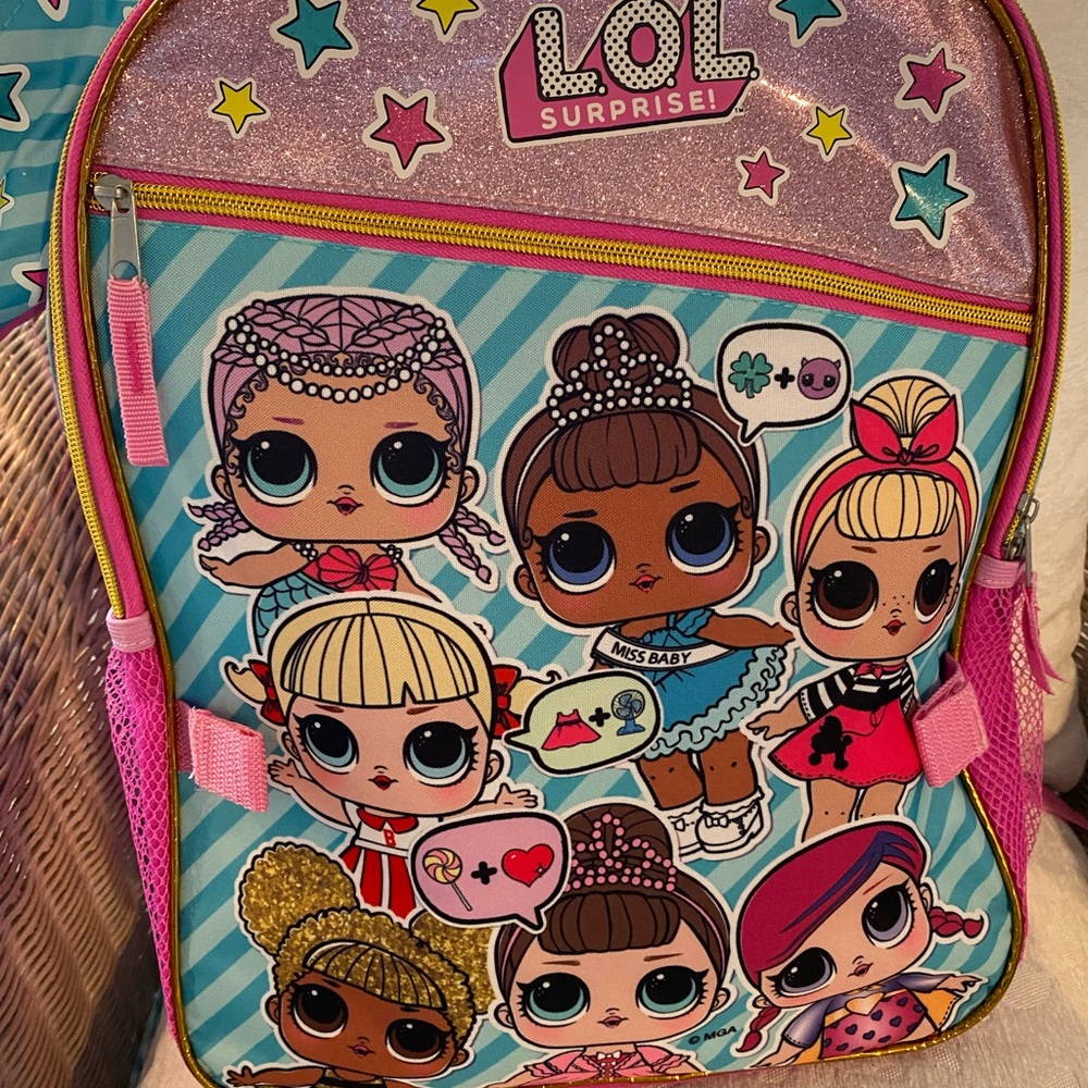 LOL Surprise Adorable Pink Lrg Backpack w/Small Round Lunchbag/Pouch NWOT💓